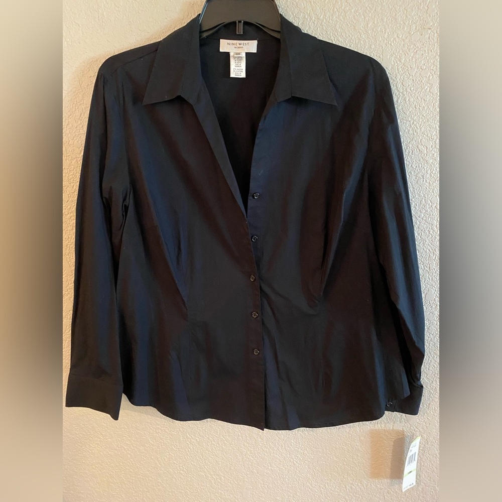 9 West Black Button Down Blouse, size 18W